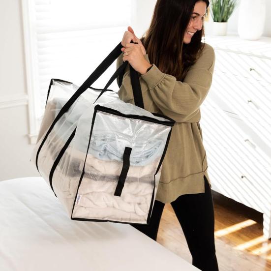 Heavy Duty Moving Bag Large Capacity Storage Tote with Reinforced Handles Zippered Moving Box with Label Pocket for Clothes Blankets Packing