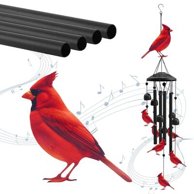 Wind Chimes Set with 6 Birds and Copper Plated Tube for Backyard Outdoor Garden Patios Decoration Enhancing Resonances