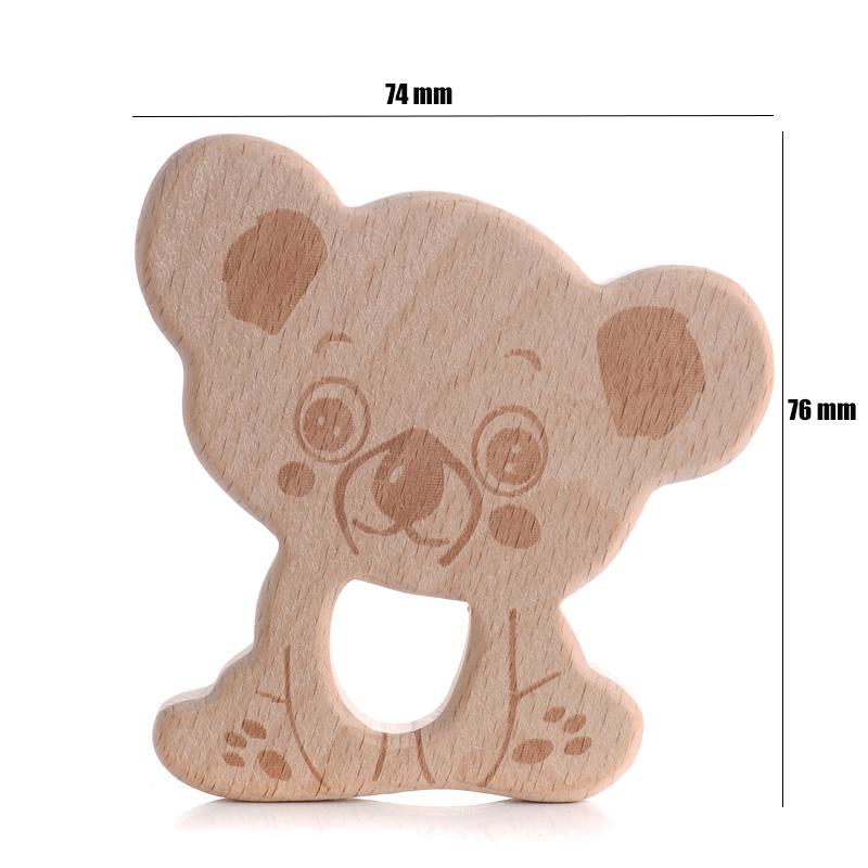 1Pcs Wooden Rodent Teethers Baby Cartoon Animals Rainbow Ice Cream Beech Teether Pendant For Baby Pacifier Chain Nurse Gifts Toy