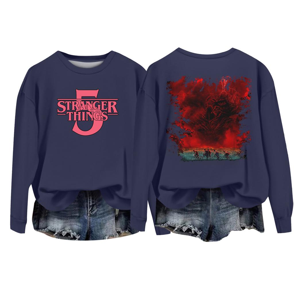 Damska codzienna bluzka typu pulower z okrągłym dekoltem i długim rękawem, z nadrukiem walentynkowym