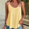 Frauen Sommer Weste Rundhals Ärmel Aushöhlen Doppel Straps Lose Täglichen Tragen Feste Farbe Raffen Frauen Sommer Top Weibliche kleidung