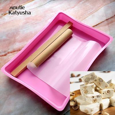 Real Shot 4-teiliges Zucker-Schneidwerkzeug-Set zur Herstellung von Nougat-Formen zum Backen von Süßigkeiten, handgemachtes Schnee-Kuchen-Herstellungstablett, Nougat-Schneidwerkzeug