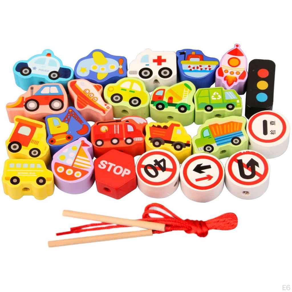 Wooden Bead Threading Toy Gifts Lacing for Children Kids Toddlers vegetable and fruit