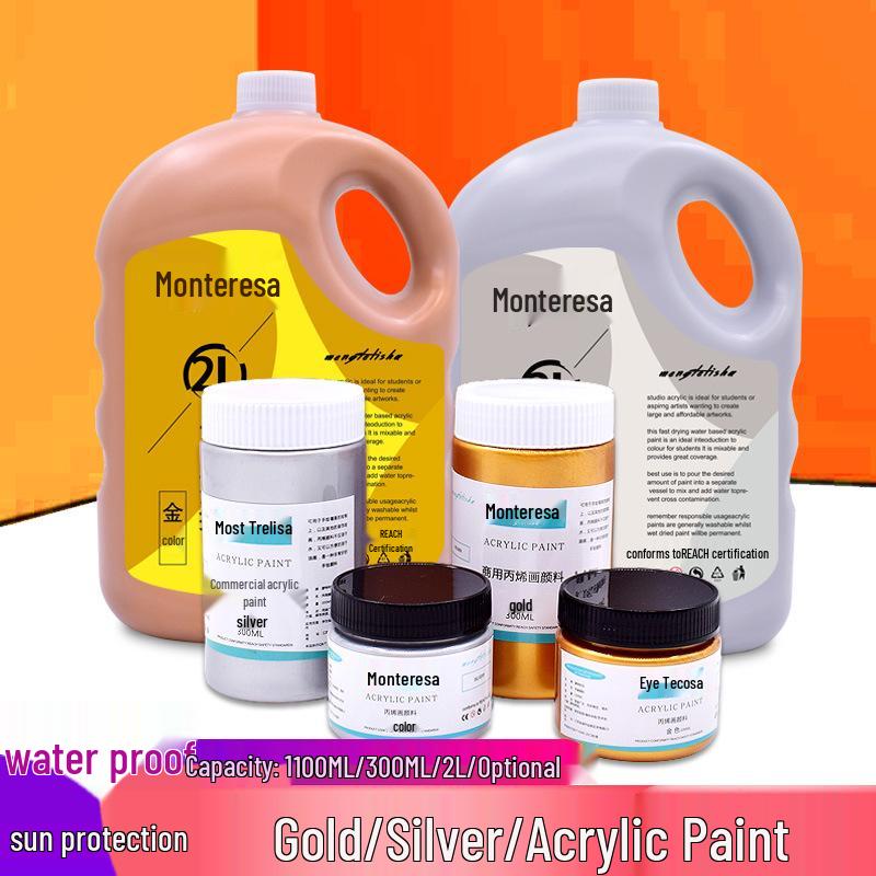 Metallic Gold and Silver Acrylic Paint Set: 100ml/300ml/2L for Wall and Doll Painting