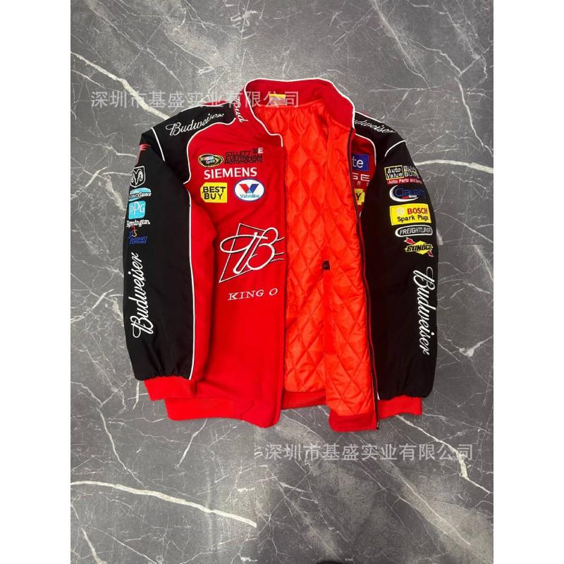 Men Women Racing Style Motorcycle Jacket Winter Thermal Cycling Outerwear Embroidered Sportswear Street Riding Track Use