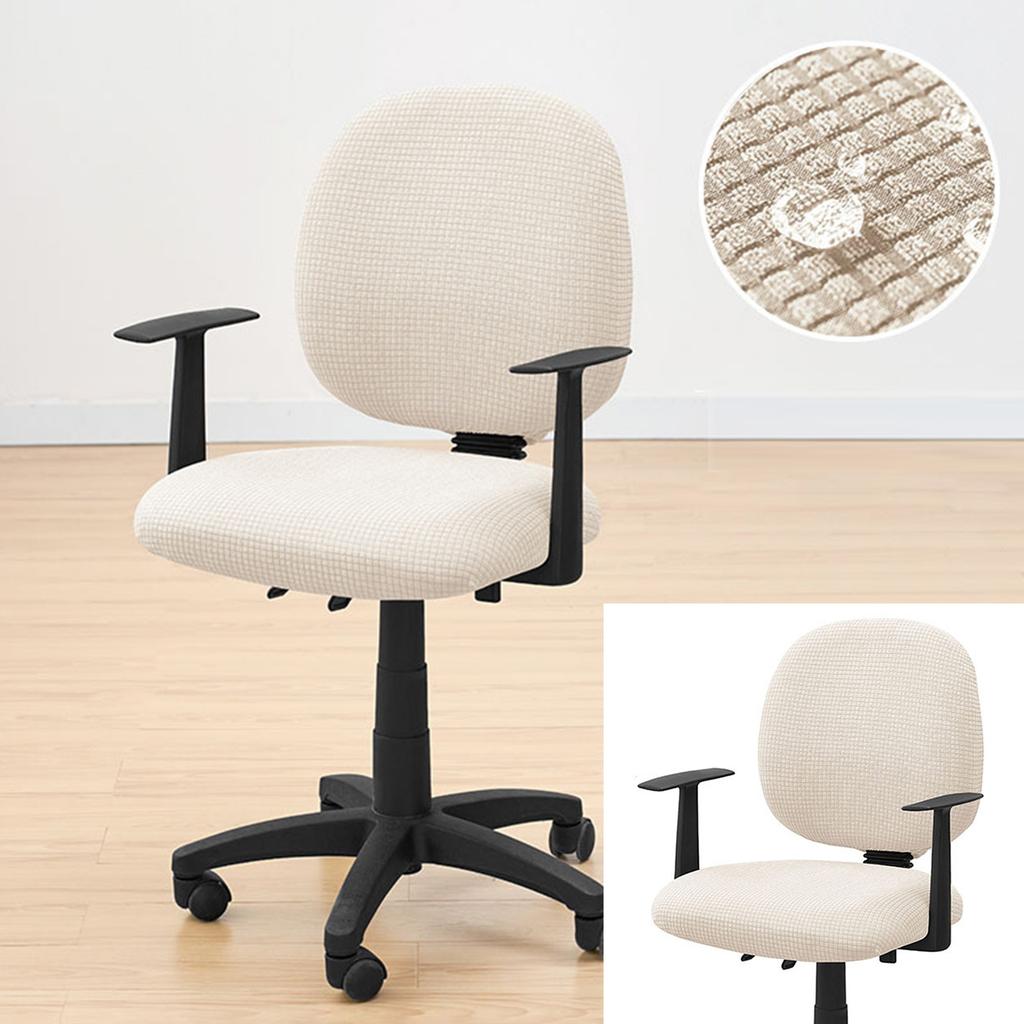 Waterproof Polyester Office Chair Cover Set Seat Cushion and Backrest Spill Resistant for Home Dining or Workspaces