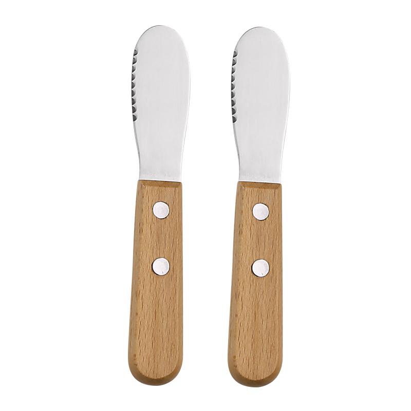 2 Stück Buttermesser Holzgriff Marmelade Butter Streicher Kleine Küchenmesser Käsemesser Niedlich Kinder Kindermesser Besteck Geschirr