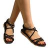 Damen Römische Sandalen mit offenen Zehen, Kreuzriemen, Flach, Weiche Sohle, zum Hineinschlüpfen, für Strand und Alltag
