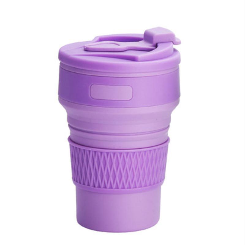 

1Pc 350ml Collapsible Silicone Coffee Mug Travel Cup Folding BPA-Free Food Grade Insulated Flask Water Cup фиолетовый