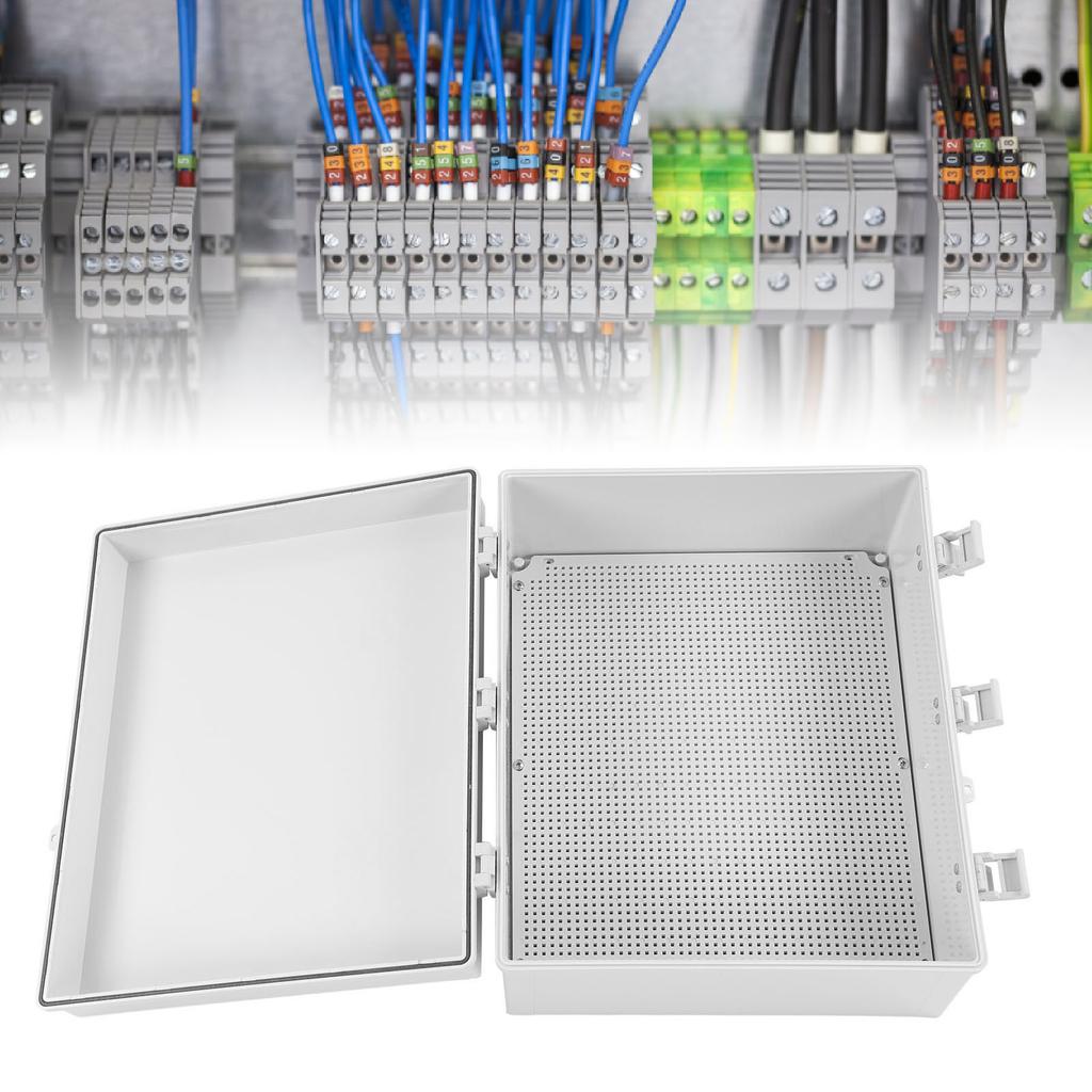 Electrical Junction Box Plastic Buckle Waterproof Project Box Electrical Enclosure with Grey Cover Mounting Plate