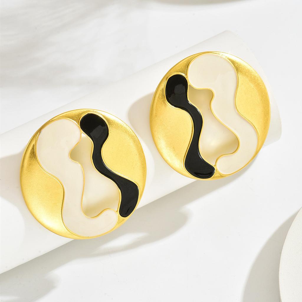 New European and American Style Women's Jewelry Geometric Drop Oil High-end Earrings for Women