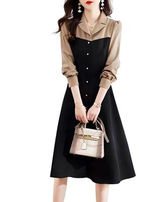 Elegant and Cute Long Sleeve Tunic Dress for Plus Perfect for and Office Casual [Four Leaf] Women, Size, Black, Fall/Winter, A-Line, Spring/Autumn,