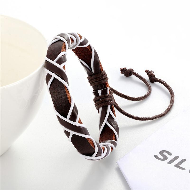 Color Woven Leather Trend Bracelet, Simple Style Men And Women Couple Bracelet, Personalized Versatile Student Hand Rope