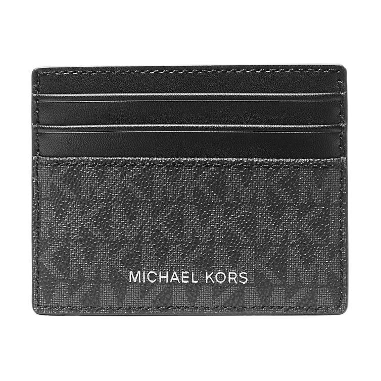 

Michael Kors Mk Cooper Logo Gunmetal Hardware Coated Canvas Polyester Pu Card Holder Unisex Accessories Black 36U9LCRD1B-0001 Basic Set (Bag+Dust Bag)