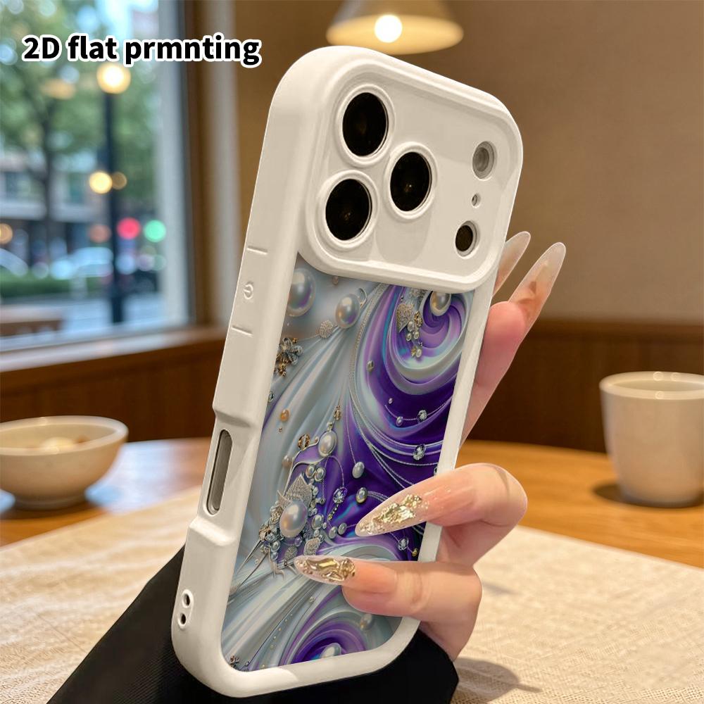 Phone Case: 2D Flat Design Suitable for iPhone 18 17 16 15 14 13 Pro Stepped Protective Case, Purple and White Spiral, Christmas and Halloween Gift