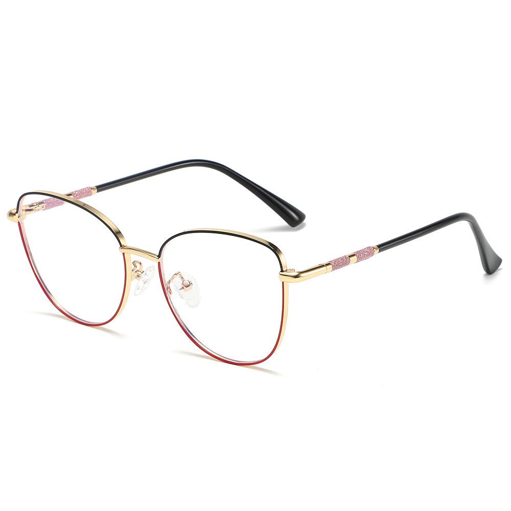 Retro Cat Eye Blue Light Blocking Glasses for Women with Photochromic Lenses & Spring Metal Legs