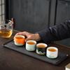 Mountain View Tea Cup, Japanese Chinese Cup Sake Set, Mountain View Bird Pattern Black Tea Cup Set (five Pieces), Compact