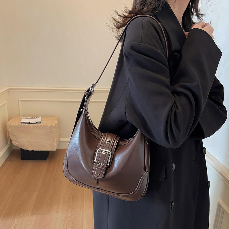 Underarm Bag Women's 2025 New High-end Sense Foreign Style Women's Niche Design Oily Leather Fashion Explosion Shoulder Messenger Bag