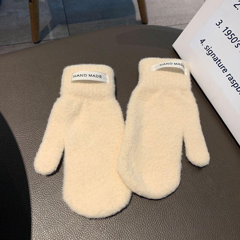 

Конфетно-цветные пушистые перчатки из искусственной норки Heattech для женщин, зимние, в корейском стиле, легко сочетаемые, милые, студенческие, для велоспорта, защита от холода, велоспорт Beige One size