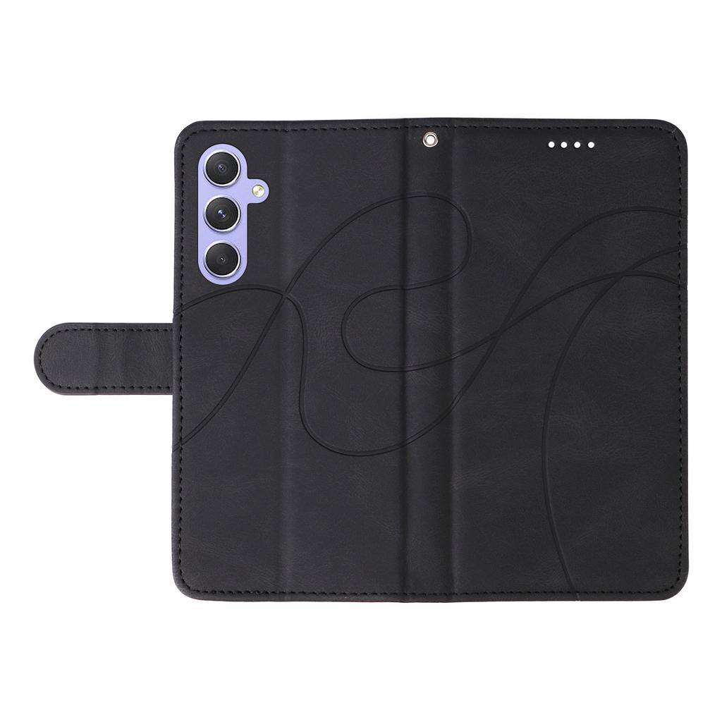 For Samsung Galaxy A54 5G Wallet Case Leather Phone Cover Stand with Curved Line Design