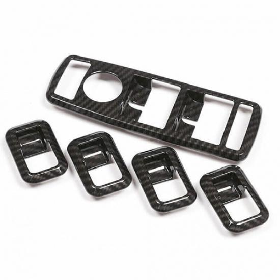 Window Switch Button Garnish Trim 5X For Benz GLA CLA 2013- ABS Carbon Fiber