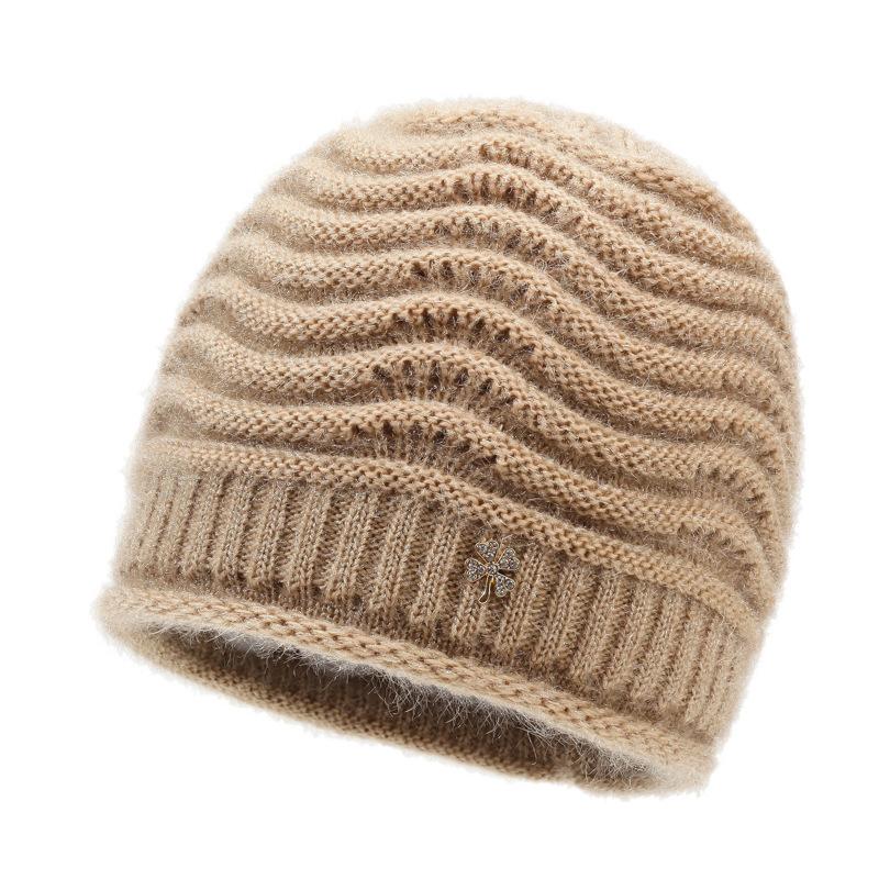 Strickmütze Damen Herbst Winter Warm Pullover Mütze Elastische Wollmütze Outdoor Ärmelmütze