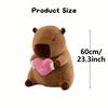 Large Love Capybara Plush with Holding Heart Cute Bow Stuffed Animal Soft Plushies Toys Romantic Sweet Gifts for Kids Girlfriend