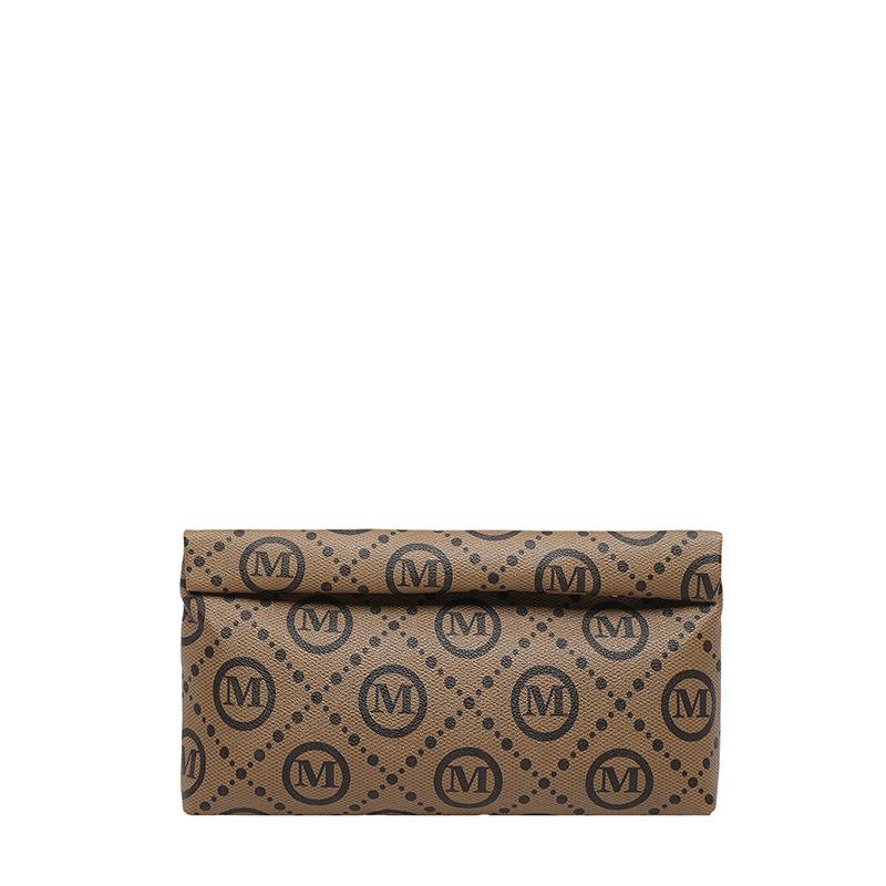 

Printed long women s large capacity foreign style personality European and American trend fashion simple letter envelope clutch коричневий