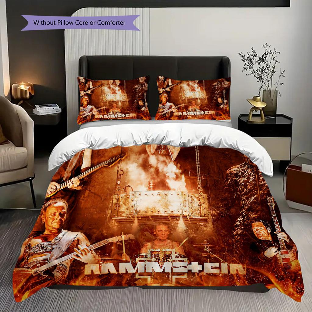Rock Band Performance Theme Three-piece Set (1 * Duvet Cover + 2 * Pillowcase, Without Core) 2D Flat Soft and Comfortable Bedding Set