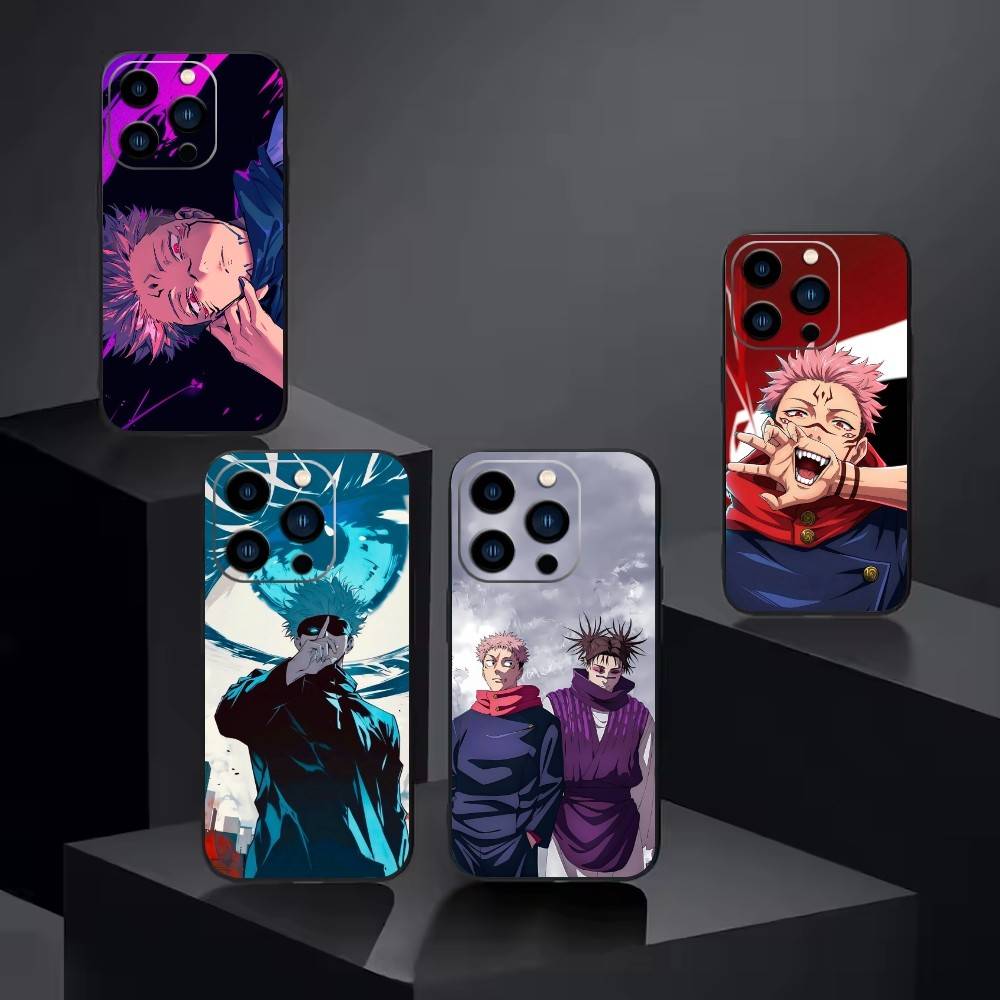 Jujut-su I-Ichiji K-Kaisen Phone Case For iPhone17,16,15,14,13,12 Plus,Max Soft Silicone Black Cover