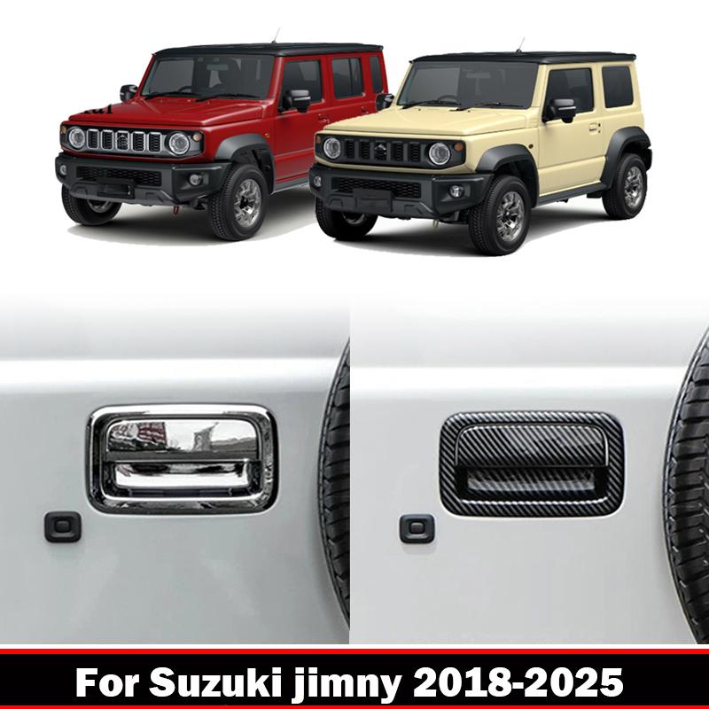 For Suzuki Jimny 2018-2025 JB74 JB64 ABS Black Chrome Rear Tailgate Door Handle Ring Handle Cover Decoration Car Accessories