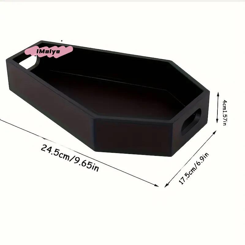Gothic Black Coffin-Shaped Wooden Storage Box Makeup Organizer Tray Cosmetic Holder for Home And Office Decor Halloween Theme