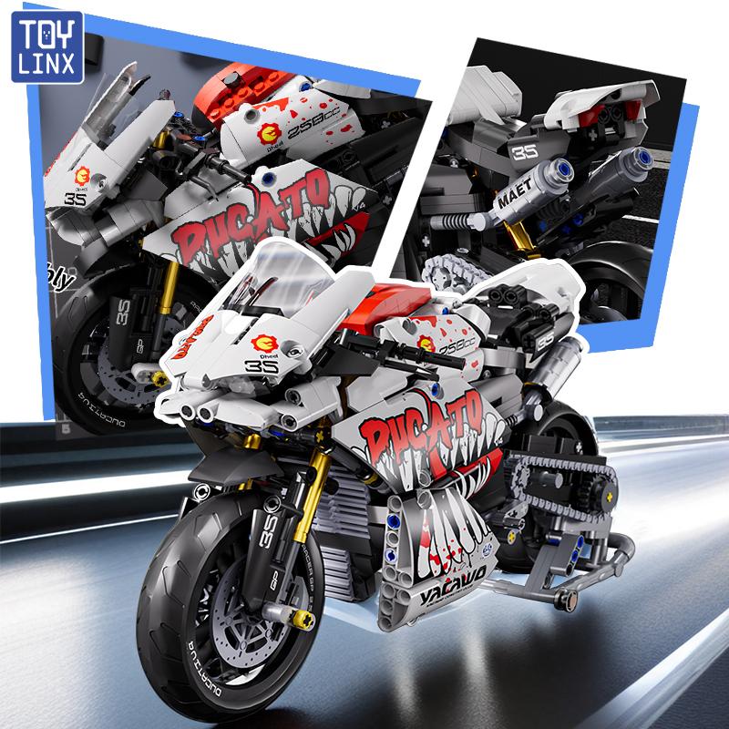 883PCS Technical Classic 1:10 Motorbike Building Model Blocks Moto Road Racer Bricks Christmas Gifts Toy For Children Adults
