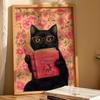 Animal Reading Book Wall Decor Poster, Funny Cat Print, Animal Reading Funny Book Art, Humorous Animal Art Home Decor Gift