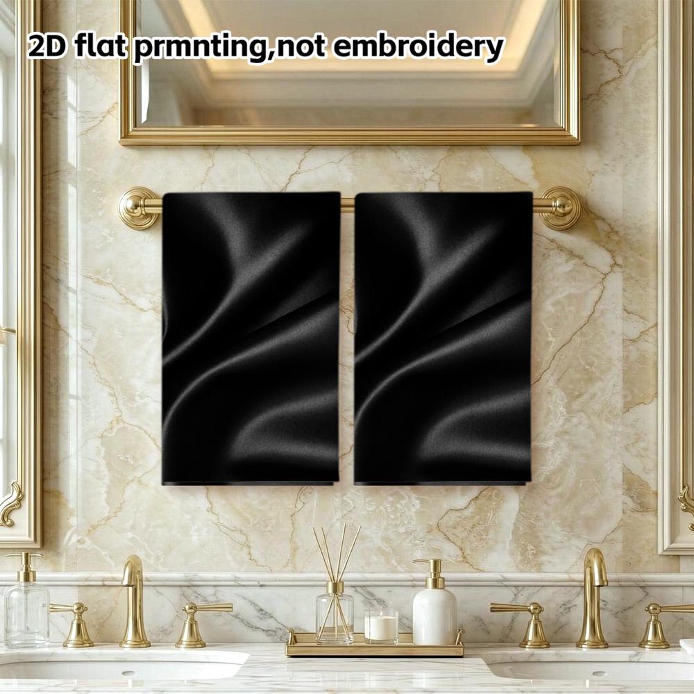 Luxury Black Satin Texture Towel, Soft Absorbent Daily Shower Towel