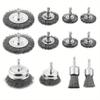 6Pcs Professional Carbon Steel Wire Wheel Brush Bits Hexagonal Handle Wire Brush for Drills Cleaning Rust Peeling Grinding
