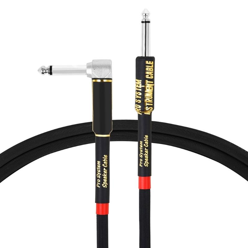 Guitar Lead Instrument Cable Noiseless Guitar Sound Cable Straight To Right Angle 6.35mm 1/4Inch To 1/4Inch Amps Cable