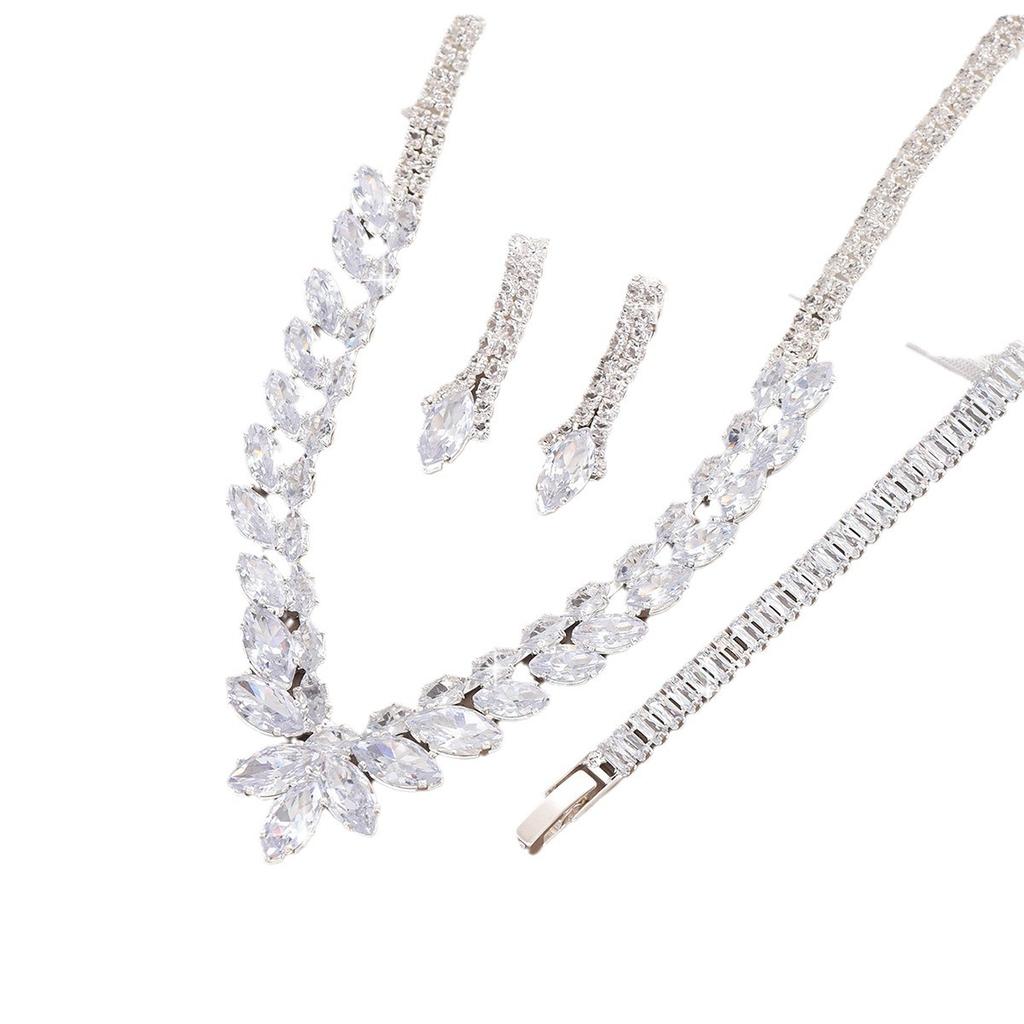 Zircon Necklace Jewelry Set Bridal Jewelry Necklace Earrings Earrings Pendant Set Wedding Accessories
