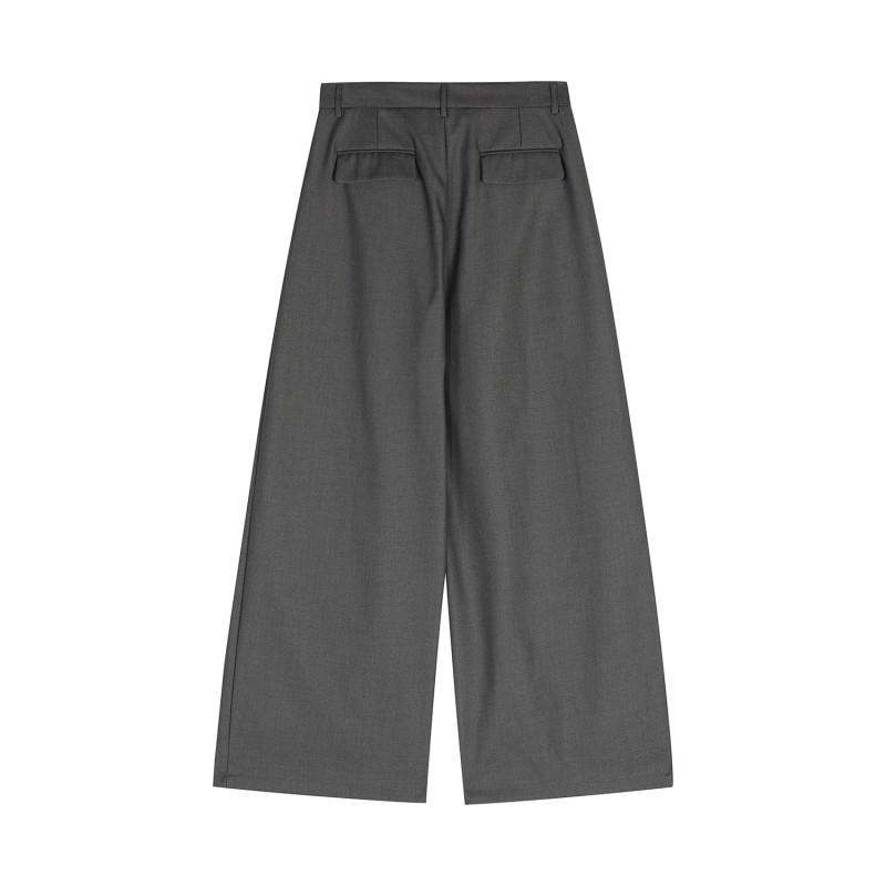 High-Waisted Wide-Leg Trousers Men Women Relaxed Fit Pleated Straight Pants Casual Chic Streetwear