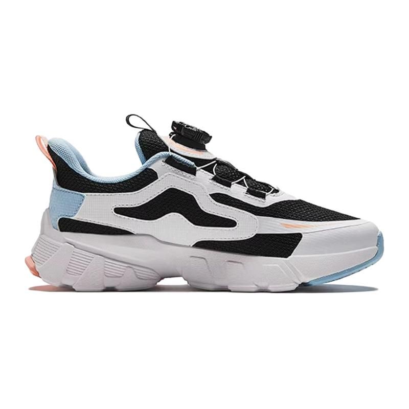 Anta Kids Knob Non-Slip Shock Absorption Mid-Top Casual Shoes Kids Casual Shoes Black White Blue 322418806-3