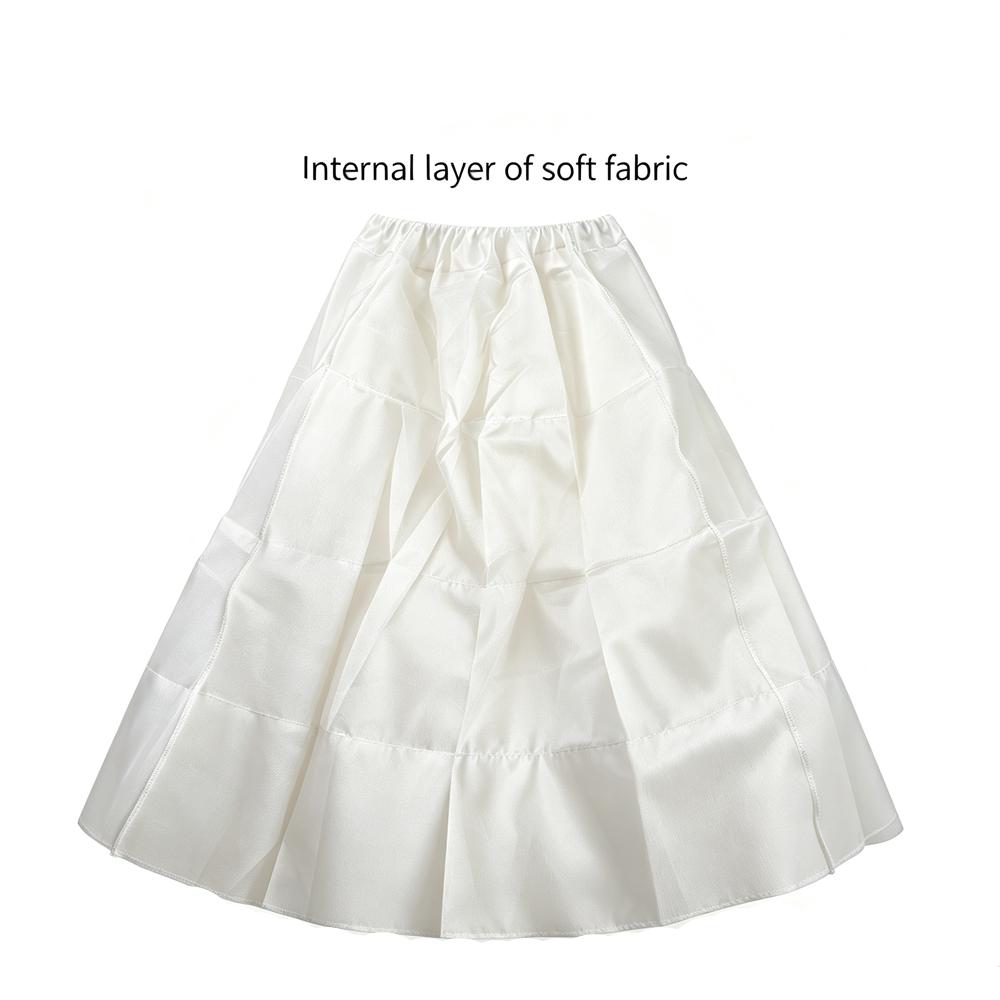 White 4-layers Design No Hoop Petticoat Fluffy Wedding Dress Crinoline Bridal Ball Gown Underskirt Ladies Lined Skirt Party Dress Role-playing Lining