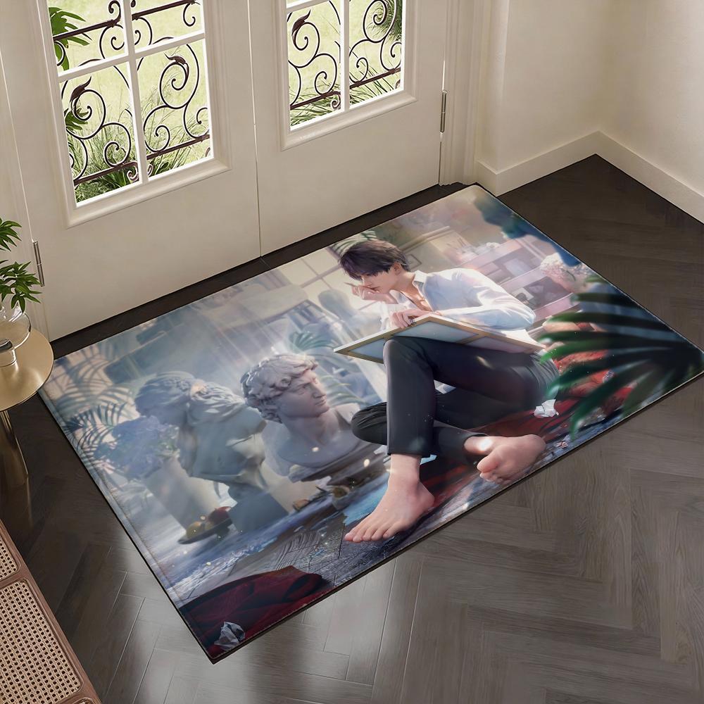 Fantasy Game L-Love and Deepspace Floor Mat Soft Thickened Flannel Door Mat Non-Slip Living Room Rug Home Decor