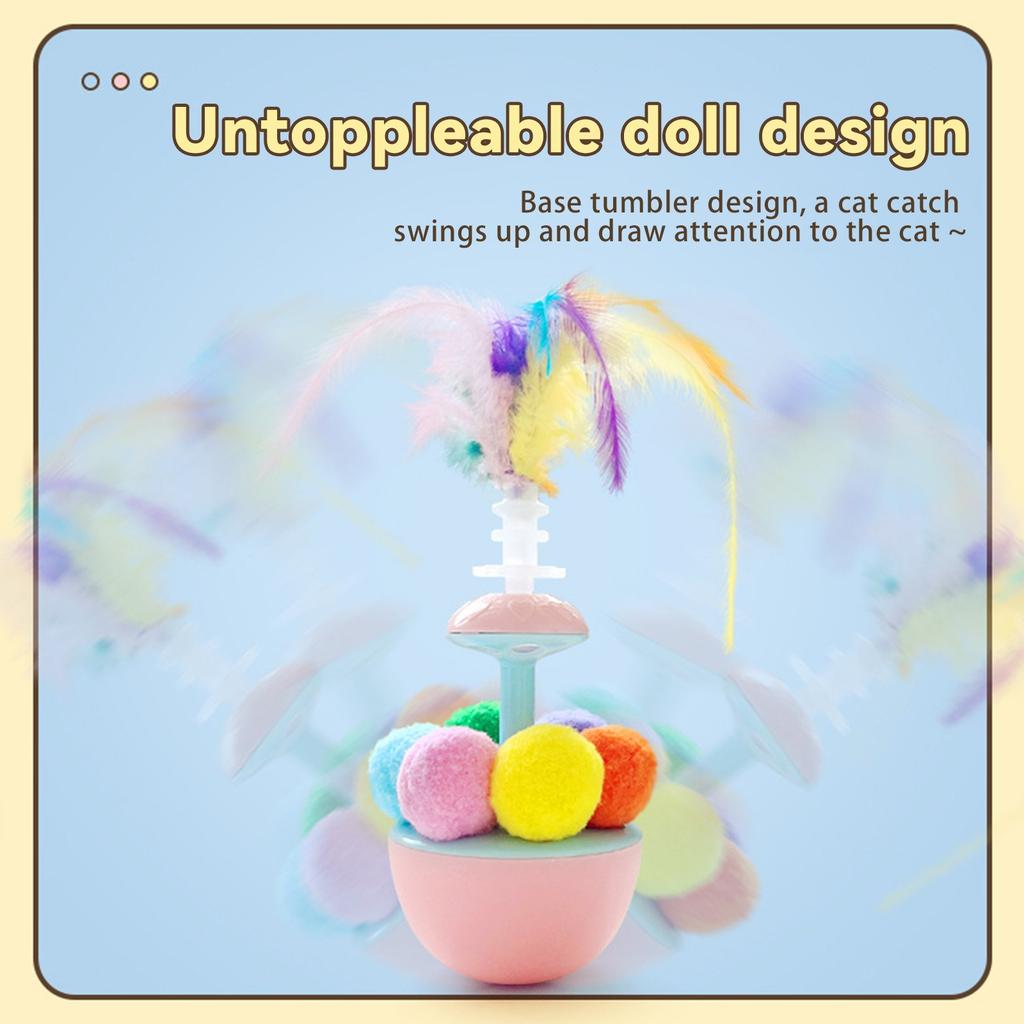 Interactive Cat Toys For Indoor Cats, Wobbly Stimulating Toys To Keep Bored Adult Cats Busy And Entertain Themselves, Cute And Fun Feather And Bal