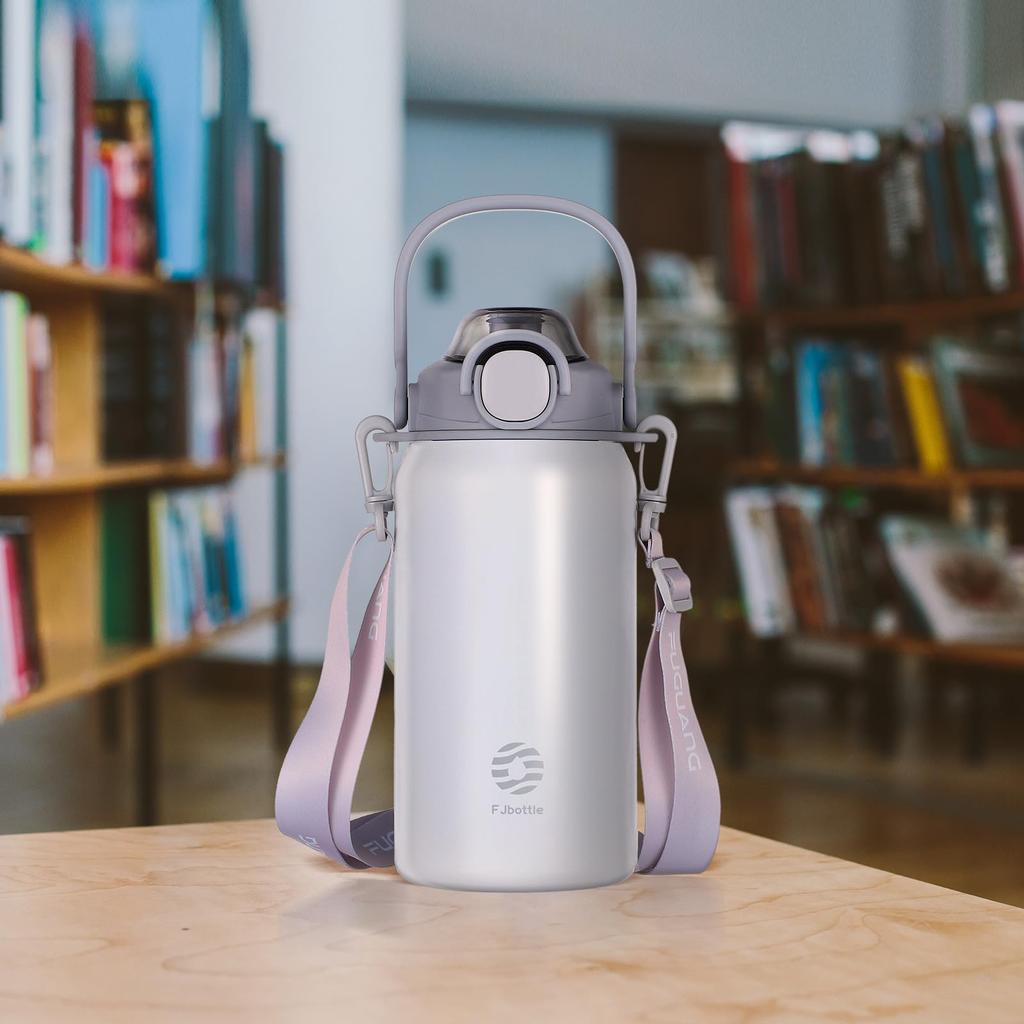 FJbottle Liter Vacuum Insulated Water Bottle with Direct Sports Jug Sports Sports Drink Large Portable Wide Easy to Stainless Steel Bottle with