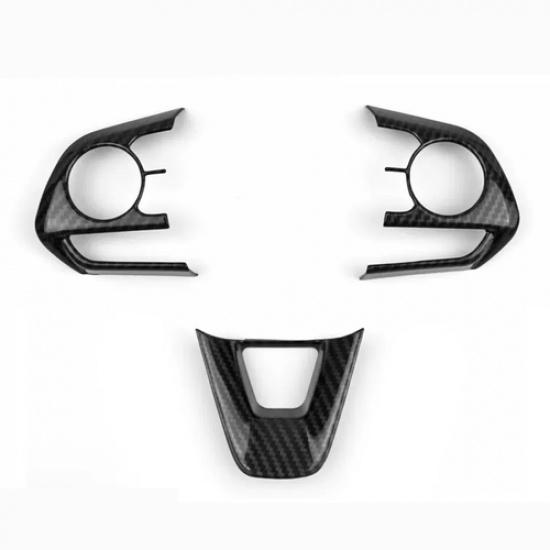 Carbon Fiber Steering Wheel Decor Trim For Toyota Corolla Cross -2024