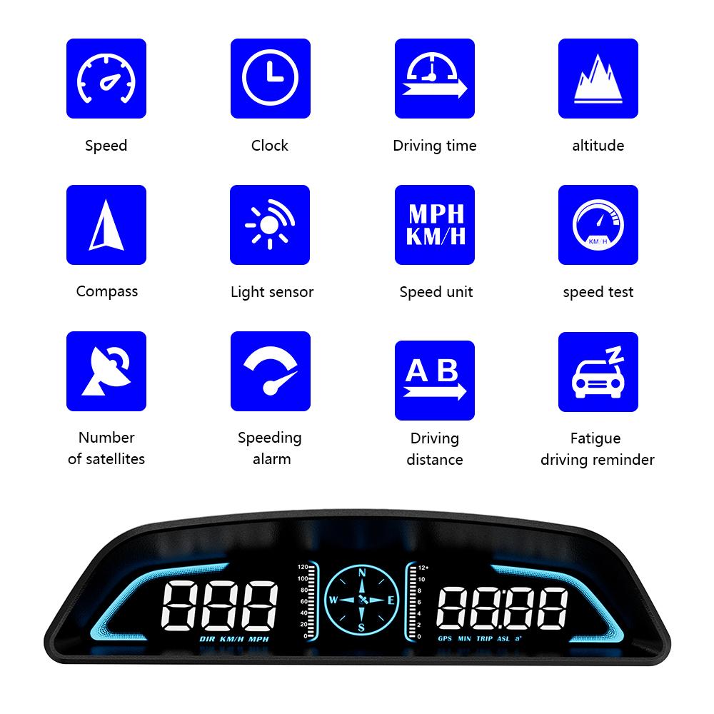 WYOBD G3 GPS HUD Bordzeitanzeige Tacho Head-up-Display Auto Reisezubehör geeignet für alle