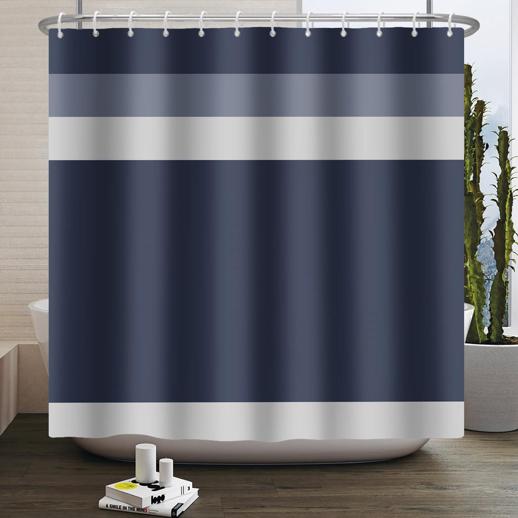Minimalist Striped Shower Curtain Modern Color Block Gradient Design Waterproof Bath Curtain Bathroom Decor Polyester With Hooks