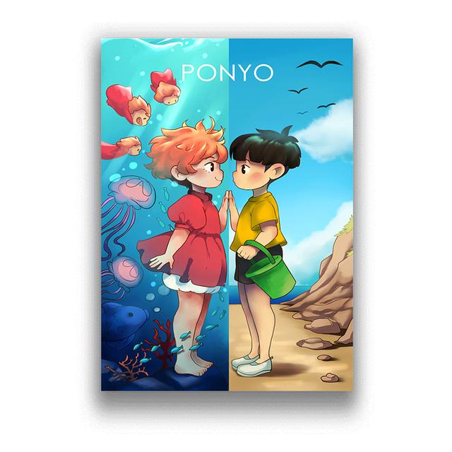 Klasický kreslený film Japonské anime Ponyo na útesu Malba na plátně do obývacího pokoje Dekorace dětského pokoje Domácí dekorace Bez rámu