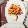 Self Adhesive Toilet Bowl Decals Flowers Cover Sticker Decals, Sunflower Waterproof Durable Seat Stickers Lid Tank Self-Adhesive Bathroom Wall