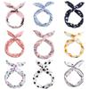 Floral Rabbit Ears Knotted Wire Hair Bands For Women With Elegant Metal Wire Scarf Design